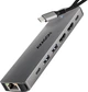 USB-хаб Axagon HMC-7HX2 USB-C 5Gbps DUAL 4K Display 7in1 hub Grey - зображення 1