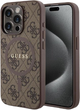 Etui plecki Guess 4G Collection Leather Metal Logo MagSafe do Apple iPhone 15 Pro Brown (3666339226480) - obraz 1