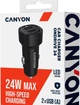 Автомобільний зарядний пристрій Canyon OnDrive 24 24W 2xUSB-A Black (CNE-CCABR2AA) - зображення 6