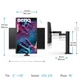 Монитор для дизайнеров 27" 4K IPS BenQ, HDR10, антибликовый, USB-C, KVM-переключатель, темно-серый - изображение 7