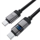 Кабель для зарядки и передачи данных USB-C 60W 3A, цифровой дисплей, нейлоновая оплетка, 1.2 м, черный - изображение 2