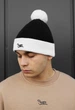 Мужская шапка стаф черно-белая с логотипом с помпоном зимняя Staff black & white logo pompon Универсальный (371781) - изображение 2