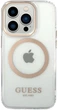 Etui plecki Guess Metal Outline Magsafe do Apple iPhone 15 Pro Transparent/Gold (3666339196912) - obraz 1