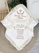 Крыжма для мальчика Family Tradition велюровая махра с вышивкой и кружевом 100х100 см айвори Веночек Таинства Крещения - изображение 1
