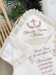 Крыжма для мальчика Family Tradition велюровая махра с вышивкой и кружевом 100х100 см айвори Веночек Таинства Крещения - изображение 2