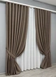 Комплект штор VR-Textil рогожка премиум TERRA LUXE 150х270 2шт и Тюль 400х270 1860ш-115т какао с белым 71-078/3 - изображение 2
