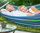 Усиленный хлопковый гамак с планками 120 см, семейный, зеленый с синим - изображение 9