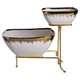 Фруктовница на 2 яруса Yiwu 2558-1 конфетница 31×23×25 см Белая с золотом (XIT-2558-1) - изображение 3