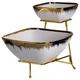 Фруктовница на 2 яруса Yiwu 2558-1 конфетница 31×23×25 см Белая с золотом (XIT-2558-1) - изображение 4