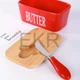 Маслянка керамічна з ножем та бамбуковою кришкою Butter Червона APL0480 - зображення 3