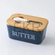 Маслянка керамічна з ножем та бамбуковою кришкою Butter Синя APL0480 - изображение 3