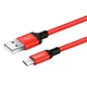 Кабель HOCO X14 USB to Micro 2,4A, 1m, нілон, алюмінієві connectors Black-red (6957531062851) - зображення 5