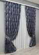 Комплект готовых штор VR-Textil Лен Премиум № 1835ш Серый с синим 150х295 см 2 шт (33-0827) - изображение 3
