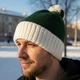 Мужская вязаная шапка "Denver" с помпоном, зелено-белый микс - ручная работа от PRIGRIZ - изображение 3