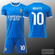 Детская футбольная форма Real Madrid 2025/26 — Kylian Mbappé (Мбапе) №10 (выездная, синяя), размер 22 (рост 120–130 см) - изображение 1