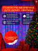 Светодиодная гирлянда-штора RGB, 2×2 м, новогодняя интерьерная, 200LED, USB + пульт ДУ, разноцветный свет (9889684588) - изображение 6