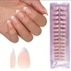 Гелевые типсы для наращивания с французским маникюром Nail Kingdom матовые миндаль М 240 шт бледно-бежевые с белым френчем (402) - изображение 3