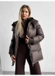 Пуховик теплий подовжений під пояс силіконовий Modern Boutique шоколадний, XS ПУХ116/6 - зображення 3