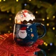 Чашка фарфоровая с крышкой Christmas 400 (мл) Синий Yiwu - изображение 2