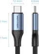 Kabel Vention USB 4.0 Type-C M-M, 1.0 m 240W (50V/5A) 8K60Hz Thunderbolt 4 Gray Aluminum Alloy (TAVHF) - obraz 3