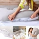 Подушка П-образная IDEIA 140×75×20 см U-shape для беременных, реабилитации и повседневного комфорта с наволочкой на молнии Антиаллергенная светло-серый + белый - изображение 14