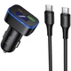 Зарядне автомобільне HOCO Z63B Barry USB + USB-C з кабелем Type-C - Type-C, 2.4A, 48W car charger АЗП LED швидка зарядка Чорний - изображение 1