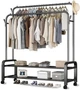 Стойка-вешалка для одежды и обуви Multipurpose Hanger черный металл 110x57x150 см - изображение 1