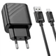 Мережевий зарядний пристрій з кабелем HOCO CS21A Rich single port QC3.0 charger set(Micro)(EU) Black - зображення 3