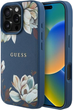 Etui Guess Grained Printed Flower Pattern MagSafe do Apple iPhone 16 Pro Max Blue (3666339426057) - obraz 1