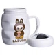 Чашка фарфоровая с крышкой Labubu 400 (мл) подарочная кружка прикольная чашка для детей на подарок Белый с темно-коричневым FM-54C - изображение 3
