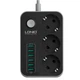 Удлинитель сетевой 1.6 метра Ldnio SE3631 |2500W, 10A, 1.6m, 6USB, 3.4A| Черный - изображение 1