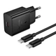 Зарядное устройство с быстрой зарядкой 25W и кабелем Type-C to Type-C HOCO N76 1Type-C Черный - изображение 1