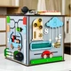 Бизикуб детский SmartTemple 30х30х30 см развивающий Бизиборд для развития детей мальчика деревянный с роботом серый - изображение 3