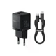 Мережевий зарядний пристрій Baseus Palm Fast Charger C+U 20W + Кабель Type-C to Type-C Black - зображення 1