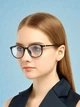 Компьютерные очки для компьютера защитные универсальные мужские женские работы за компьютером монитором пк с блокировкой голубого света круглые матовые черные защита зрения с чехлом и салфеткой в комплекте - изображение 2