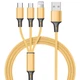 Зарядный кабель 3 в 1 шнур для зарядки Lightning, Micro USB и Type-C 1.5м золотой - изображение 1