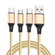 Зарядный кабель 3 в 1 шнур для зарядки Lightning, Micro USB и Type-C 1.5м золотой - изображение 2