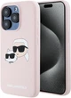 Etui plecki Karl Lagerfeld Silicone Karl & Choupette Head MagSafe do iPhone 15 Pro Pink (3666339256869) - obraz 1
