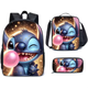 Рюкзак СТИЧ 3в1 черно-синий с изображением Stitch 42x30x13 см ПВХ водоотталкивающий - изображение 1