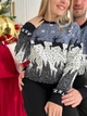 Свитер Winter's Tale унисекс батал новогодний с орнаментом шерстяной 4XL сине белый (26573) - изображение 4