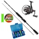 Універсальний комплект для лову хижака Select Force Спінінг FRC-802ML 2.44 м 4-16 г Fast + котушка 2500S + шнур + Набір оснащених силіконовых приманок Relax Kopyto 3" - зображення 1