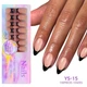 Гелевые типсы для наращивания Soft Gel с французским маникюром миндаль М глянец 150 шт бежевые с черным френчем (015) - изображение 1