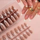Гелевые типсы для наращивания с французским маникюром Mafanails глянцевые Миндаль М 120 шт бежевые с глубоким белым френчем (417) - изображение 2