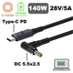 Кабель-переходник PD 140W Type-C на DC 5.5x2.5 (2.1) на 28V вольт 1.8 м для подзарядки ноутбука с триггером (1.8 метра) Power Delivery от повербанка powerbank и зарядного устройства Ymiot - изображение 1