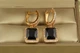 Серьги подвески Xuping Jewelry авангард с черным камнем 3 см золотистые - изображение 2