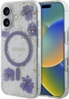 Etui plecki Guess Resin Flowers Glitter MagSafe do Apple iPhone 16 Purple (3666339354251) - obraz 1