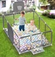 Детский игровой манеж Springos XXL — 180×120 см, серый, с 30 шариками, воротами и баскетбольным кольцом - изображение 2