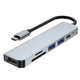 USB-хаб переходник Type-C to USB 6в1 адаптер для ноутбука макбука смартфона планшета с кардридером SD/TF разветвитель 4K HDMI K7 USB3.0*2 type с 100w PD - изображение 1