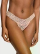 Мереживні трусики-стрінги Victoria's Secret Lace Strappy-Back Thong Panty S бежевий Peach 27177453 - зображення 1