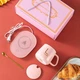 Чашка с подогревом от USB Lucky 400 мл до +55 °C кружка на подставке подарочный набор Розовый - изображение 4